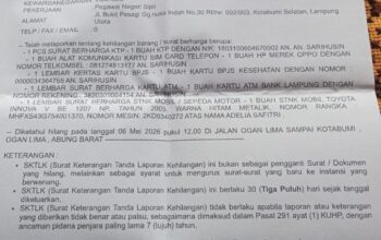 Berita Kehilangan STNK Mobil Toyota  Minibus Inova