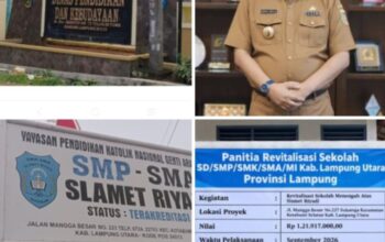Di telpon Kadisdik Thomas Amirico, S.STP.,M.H. Kepsek SMA Slamet Riyadi Kotabumi Ralat Ucapan dan Berikan klarifikasi Resmi. Terkait Program Bantuan Pusat Revitalisasi Sekolah RP. 1.21.917.000,00.